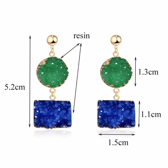 Sparkly Druzy Round Dangle Earrings - Picture 4 of 4